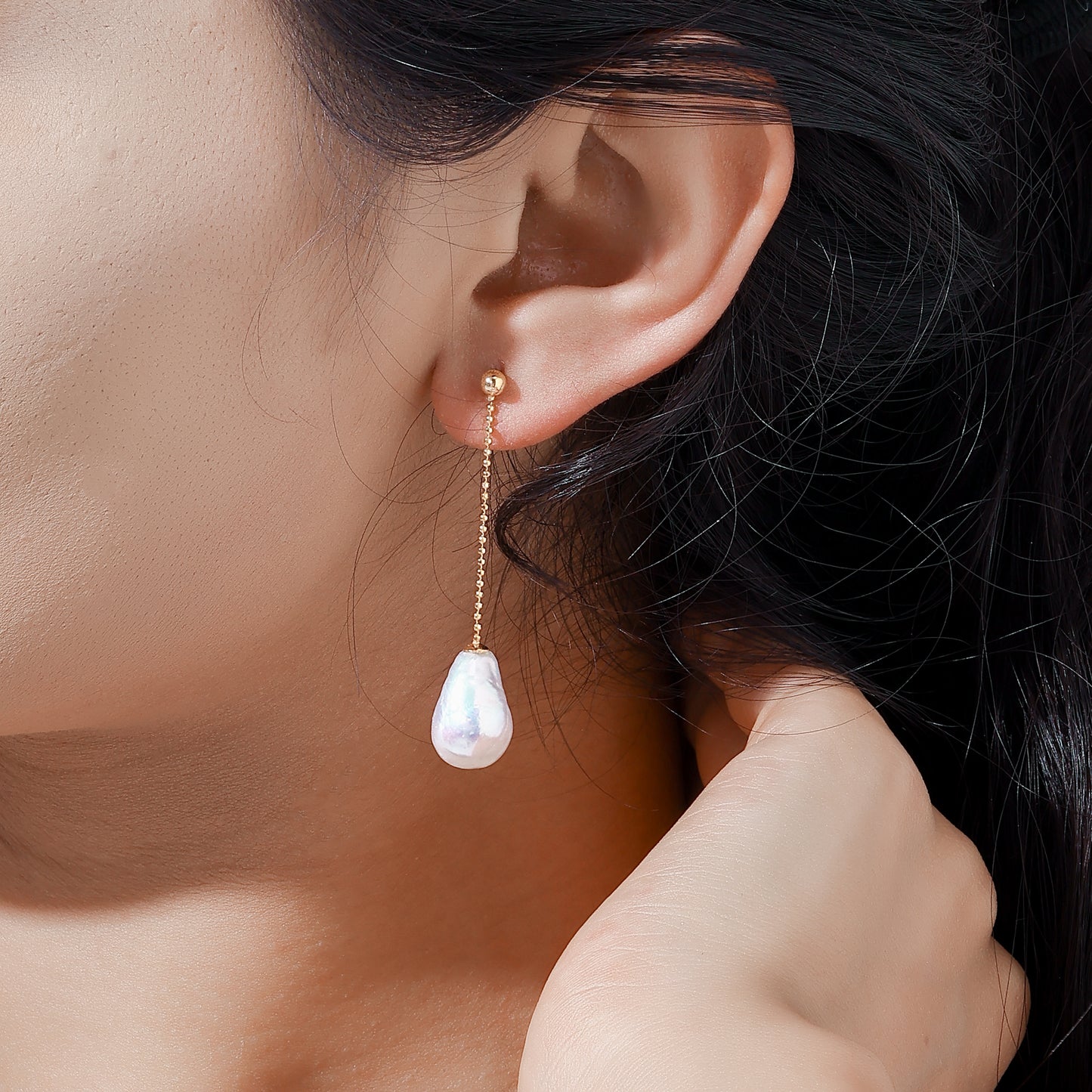 Long Dangle Beaded Teardrop Pearl Earrings