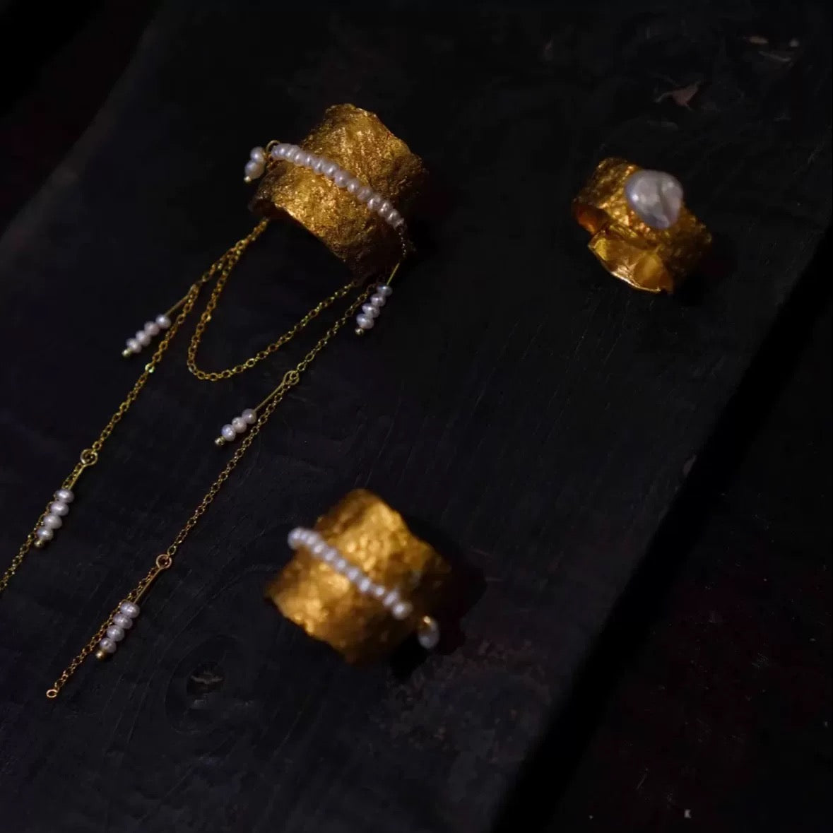 Long Tassel Pearl Ring