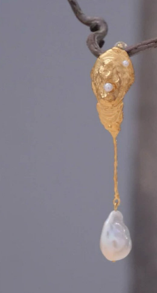 Baroque Pearl Conch Shell Earrings