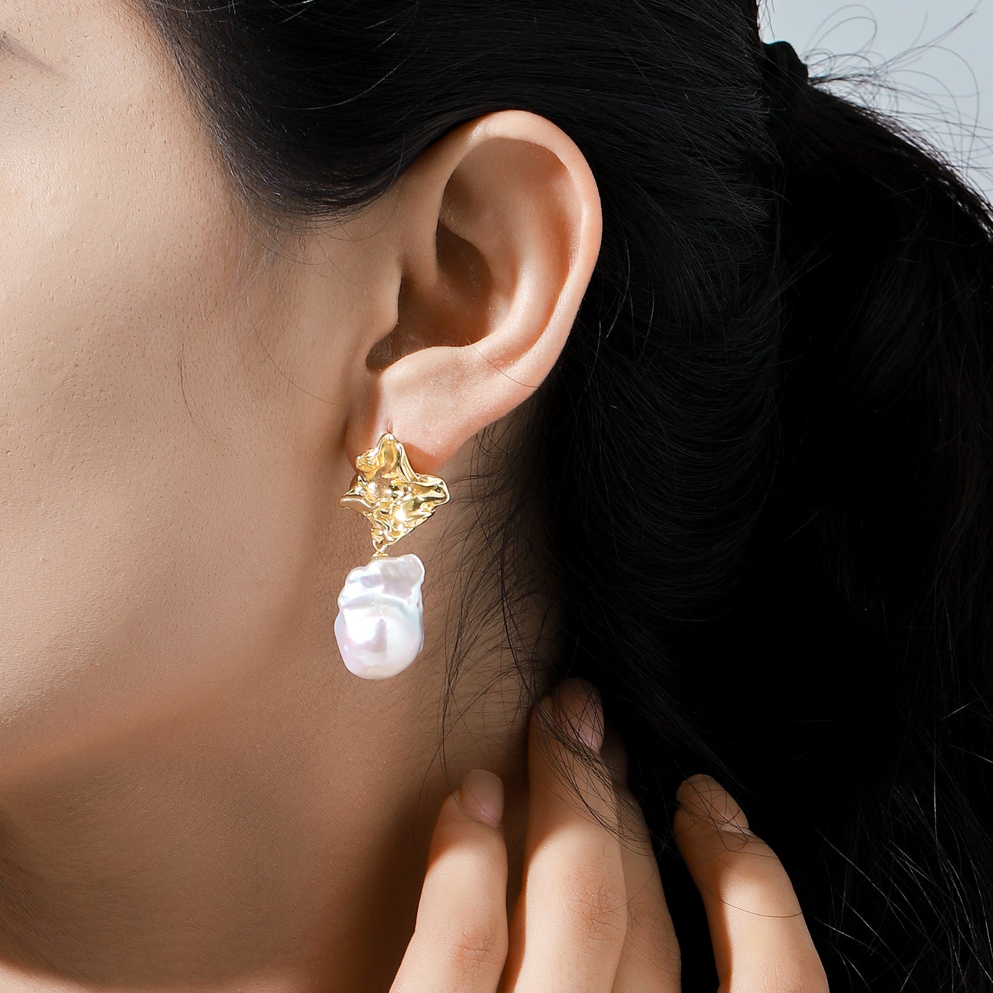 Pearl Lava Stone Earrings