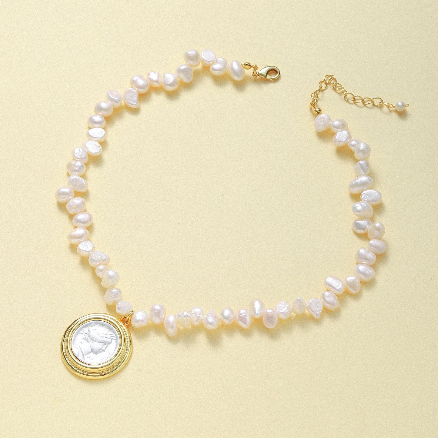 Hercules Ancient Coin Pearl Necklace