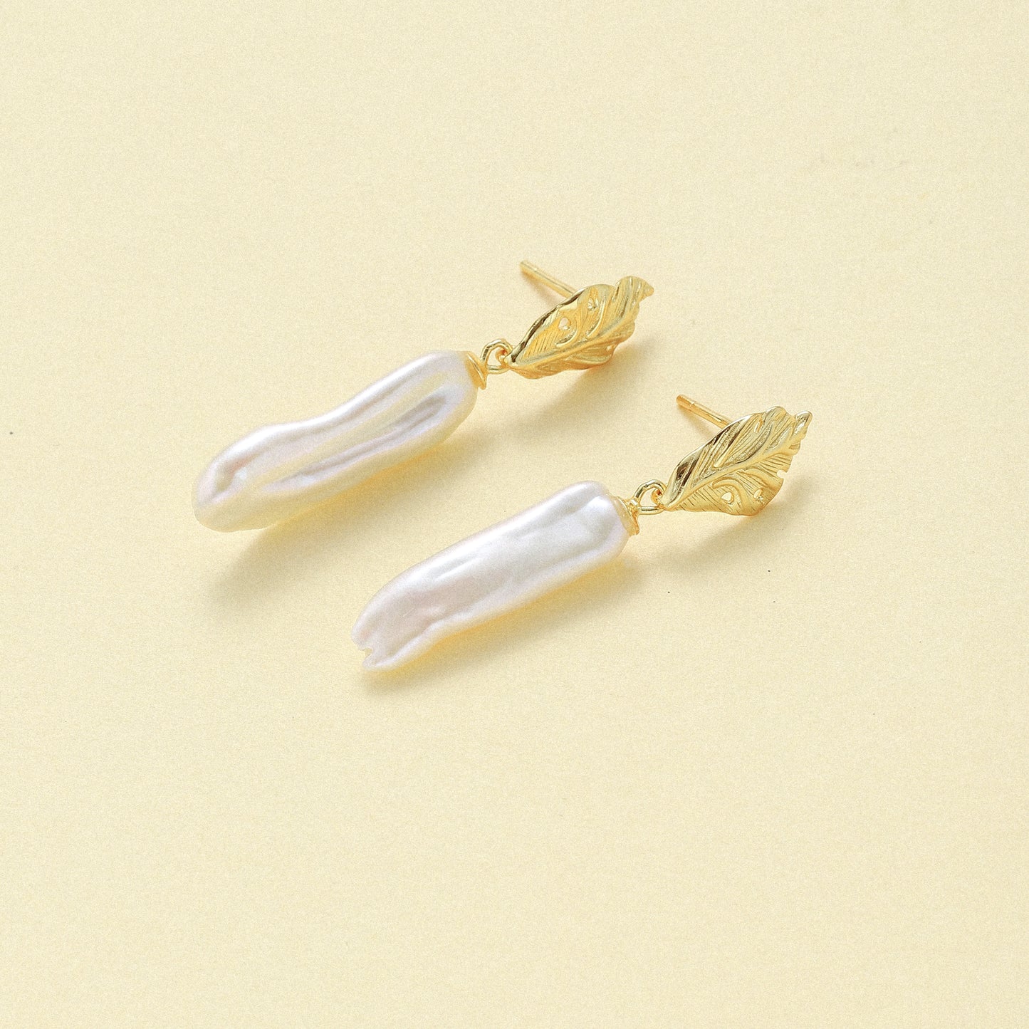 Pearl Leaf Earrings
