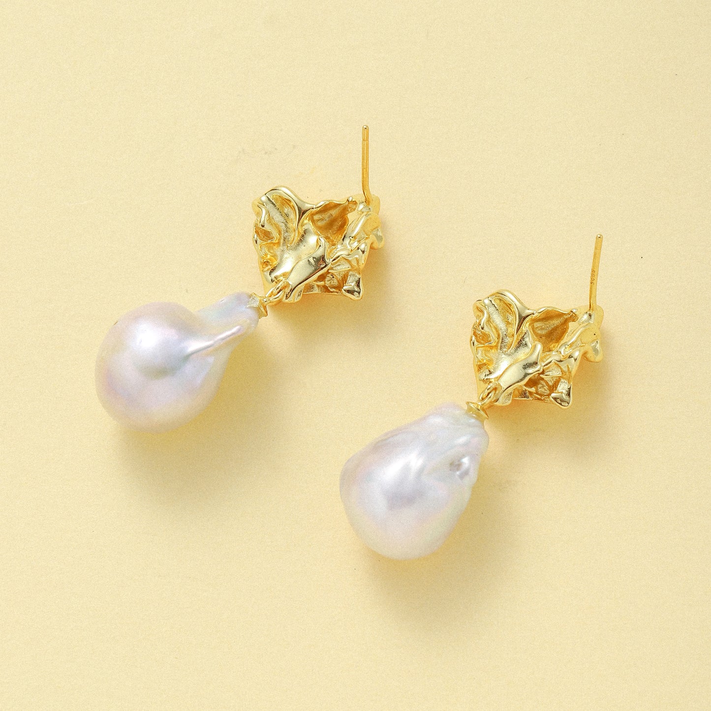 Pearl Lava Stone Earrings