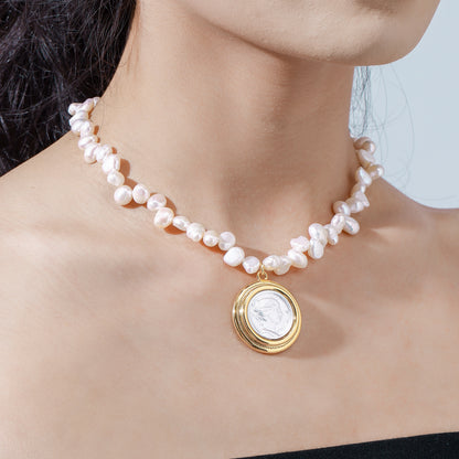 Hercules Ancient Coin Pearl Necklace