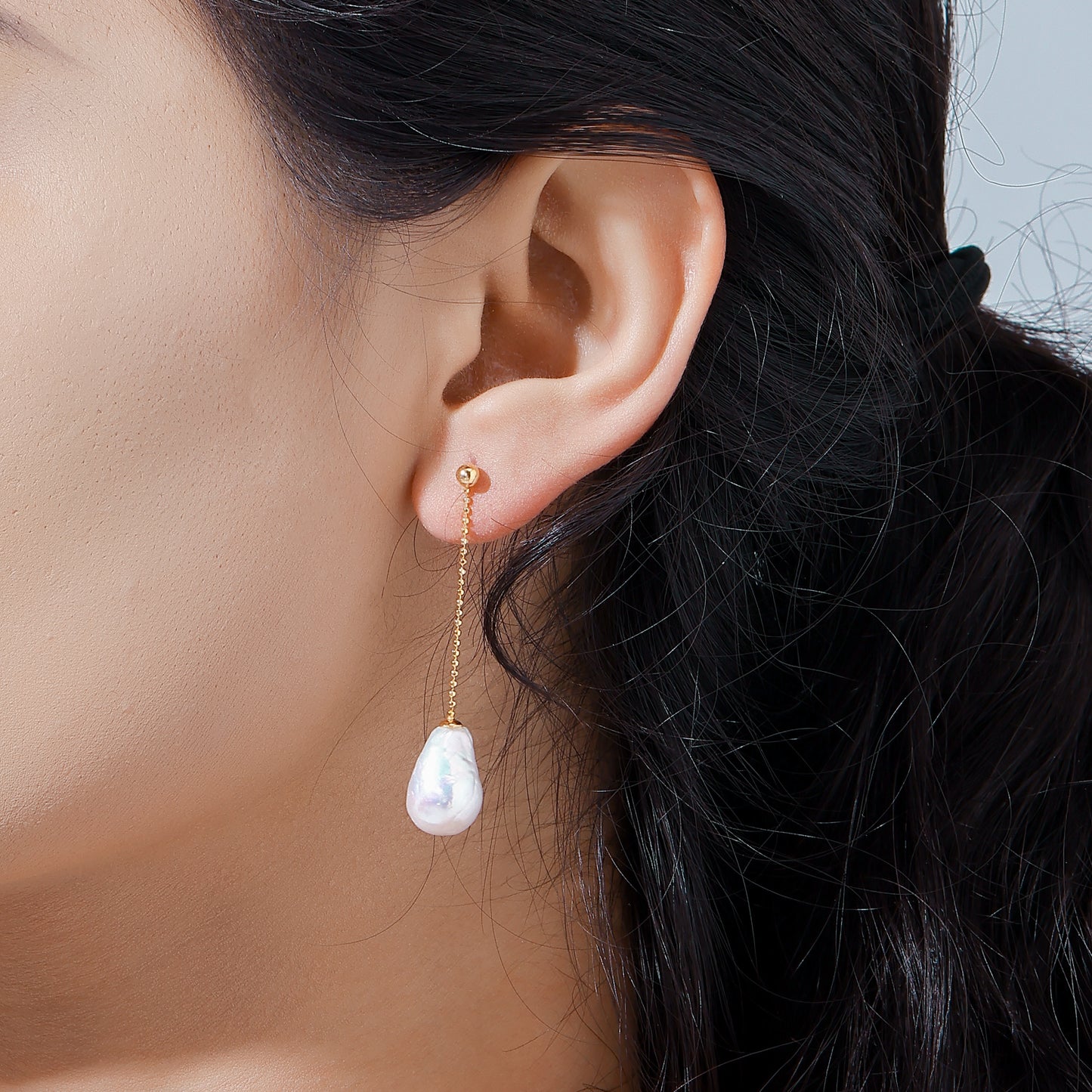 Long Dangle Beaded Teardrop Pearl Earrings