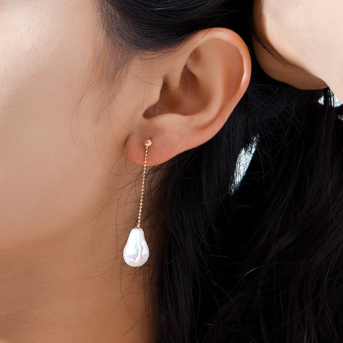 Long Dangle Beaded Teardrop Pearl Earrings