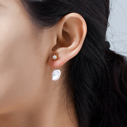 Textured Silver Pearl Earrings