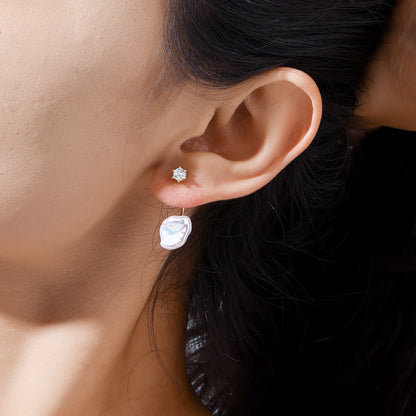 Textured Silver Pearl Earrings