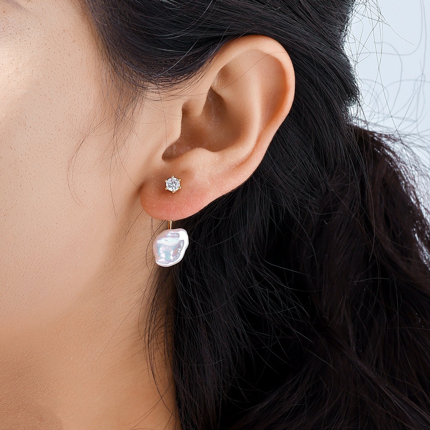 Textured Silver Pearl Earrings