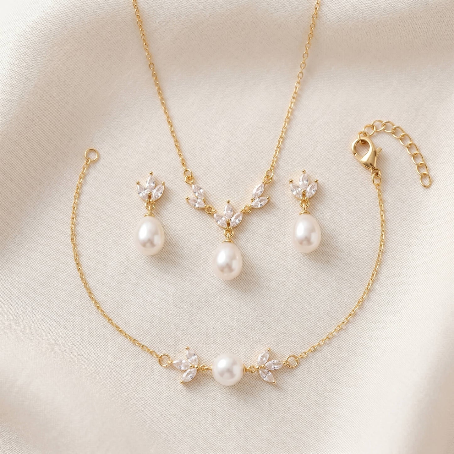 Pearl CZ Drop Earrings
