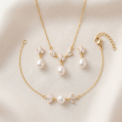 Pearl CZ Drop Earrings