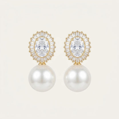 Natural Pearl Drop Earrings in 18K Gold Plated