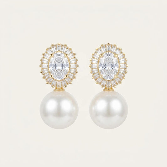 Natural Pearl Drop Earrings in 18K Gold Plated