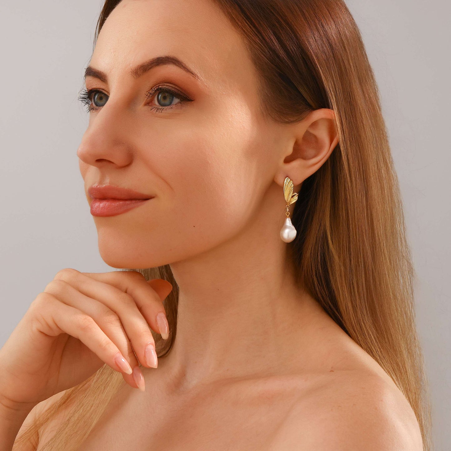 Butterfly Wing Baroque Pearl Earrings