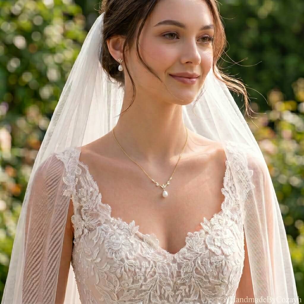 Dainty Teardrop Pearl Necklace in 18K Gold