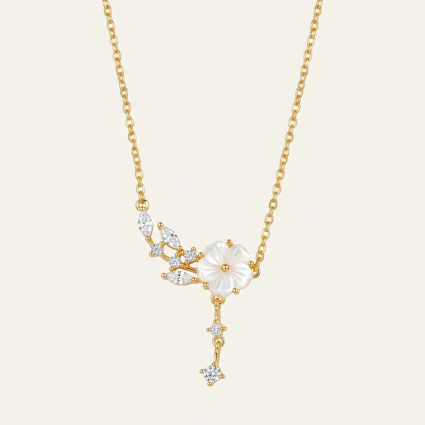 Floral CZ Drop Necklace