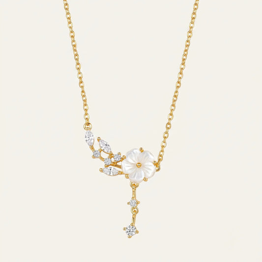 Floral CZ Drop Necklace