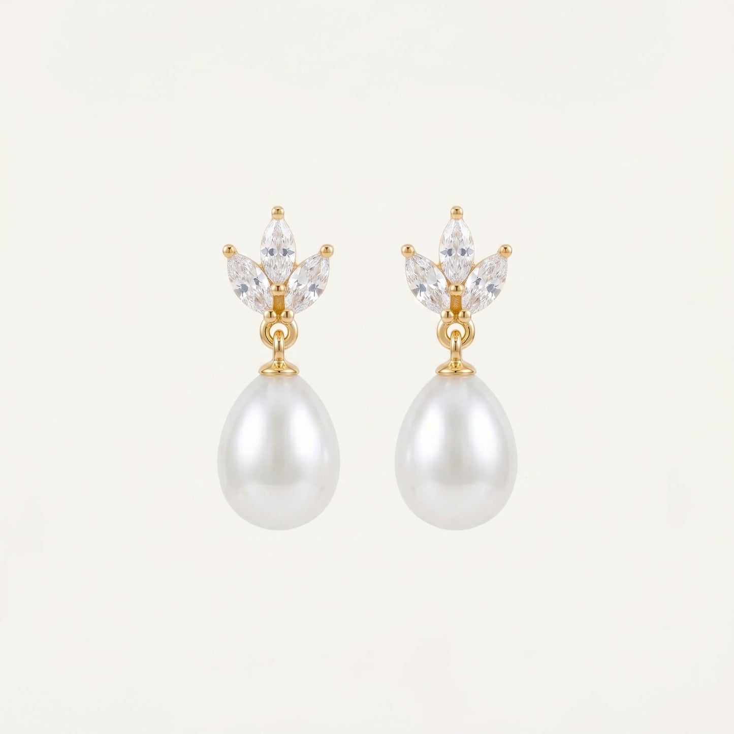 Pearl CZ Drop Earrings
