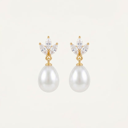 Pearl CZ Drop Earrings