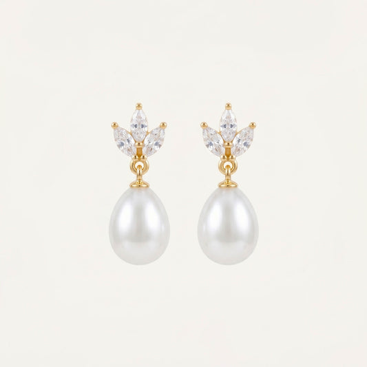 Pearl CZ Drop Earrings
