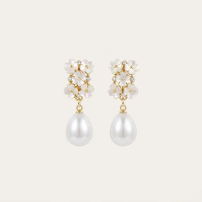 Floral Pearl Drop Earrings