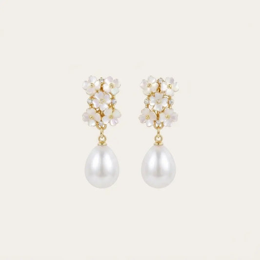 Floral Pearl Drop Earrings