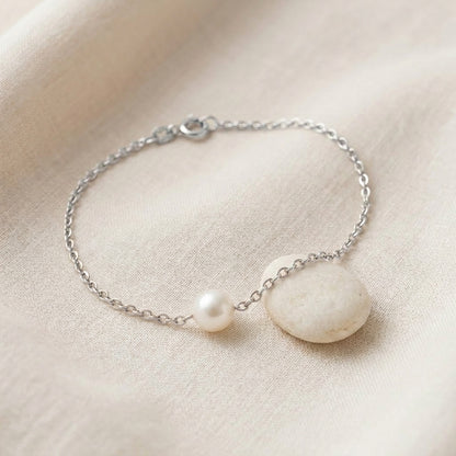 Freshwater Pearl Bracelet with Silver Chain