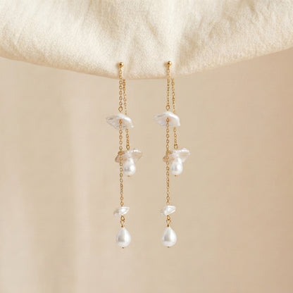 Bow Baroque Pearl Drop Earrings in 14K Gold Plated | 925 Sterling Silver