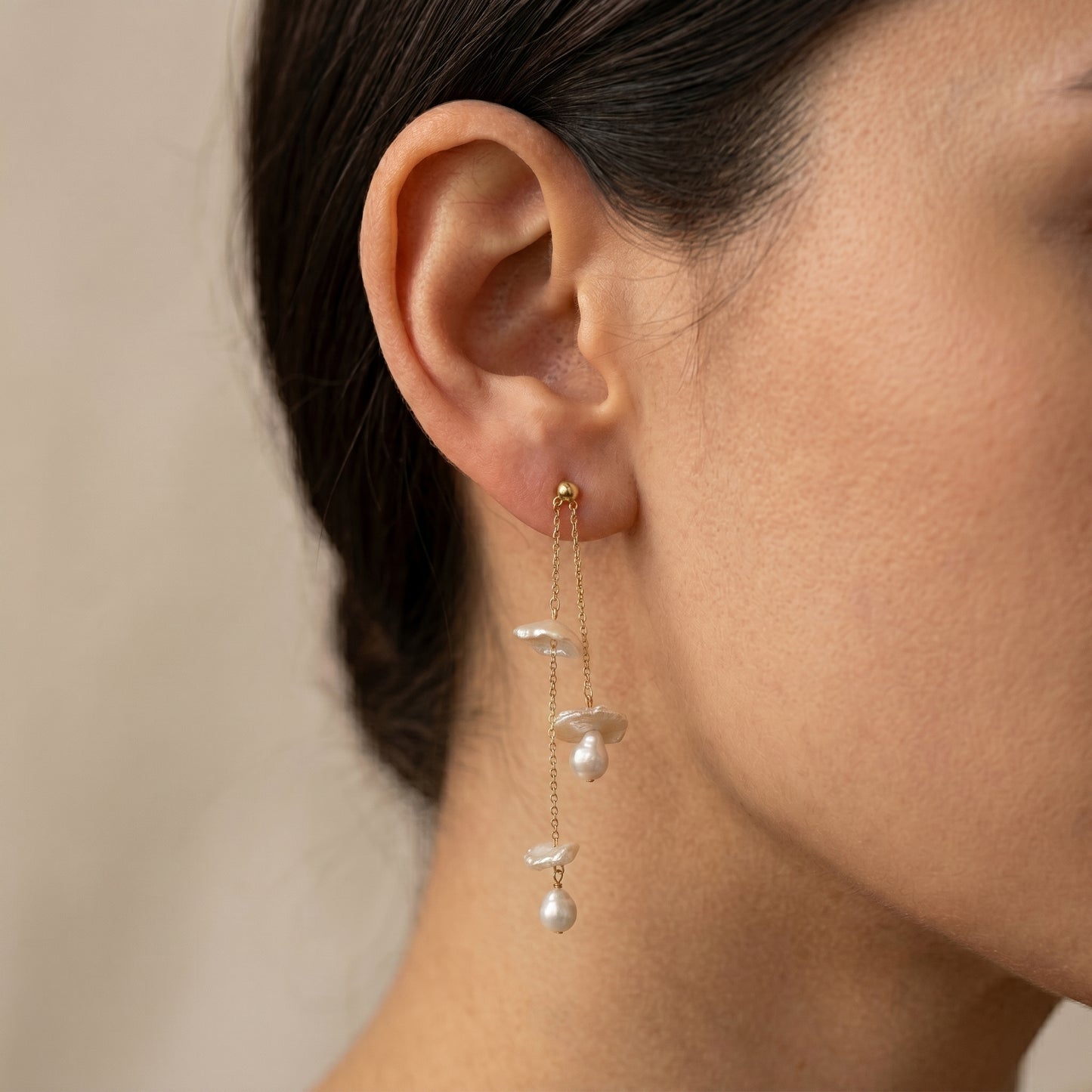 Bow Baroque Pearl Drop Earrings in 14K Gold Plated | 925 Sterling Silver