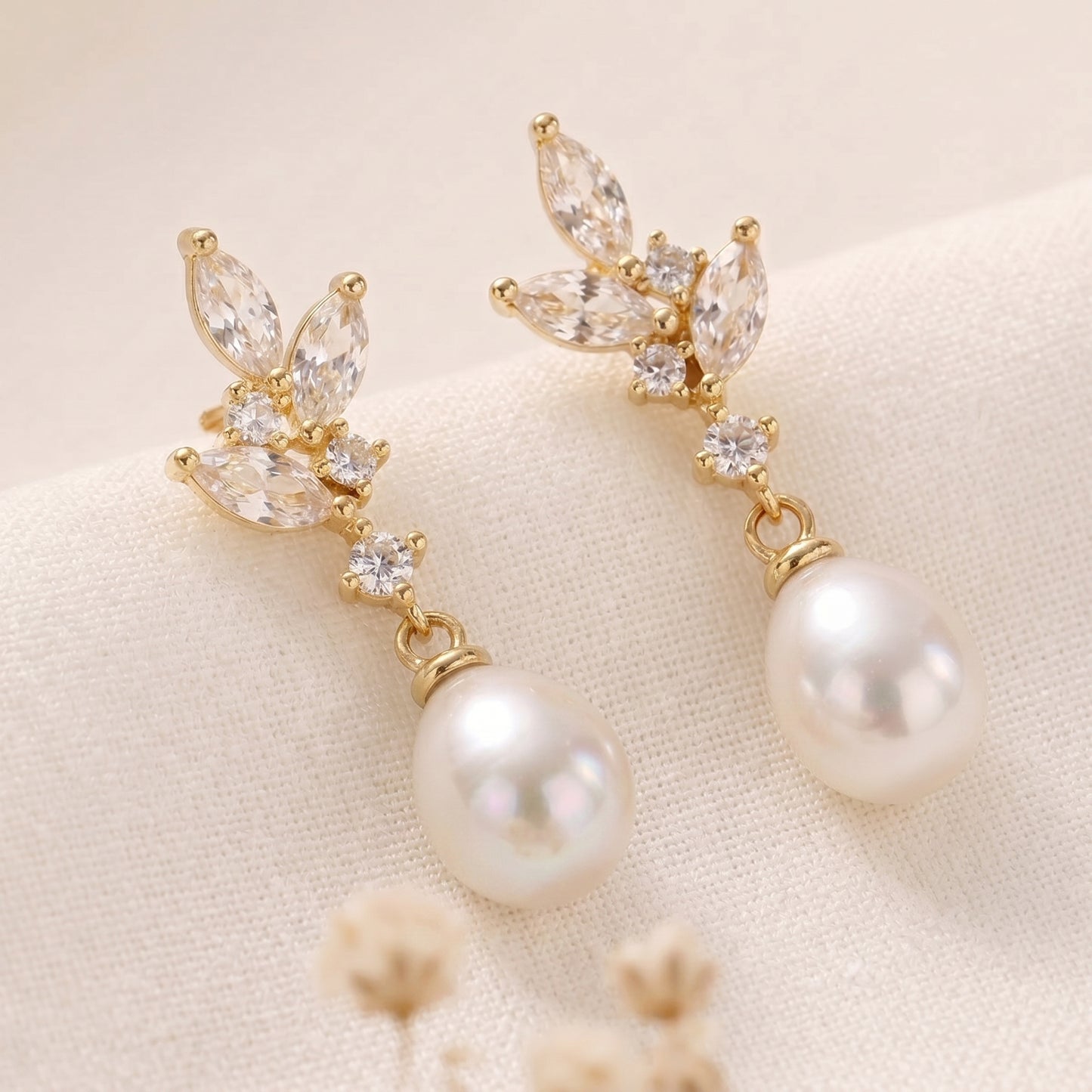 Dainty Pearl Drop Earrings in 18K Gold