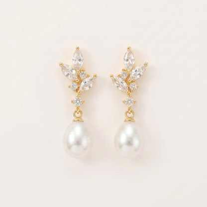 Dainty Pearl Drop Earrings in 18K Gold