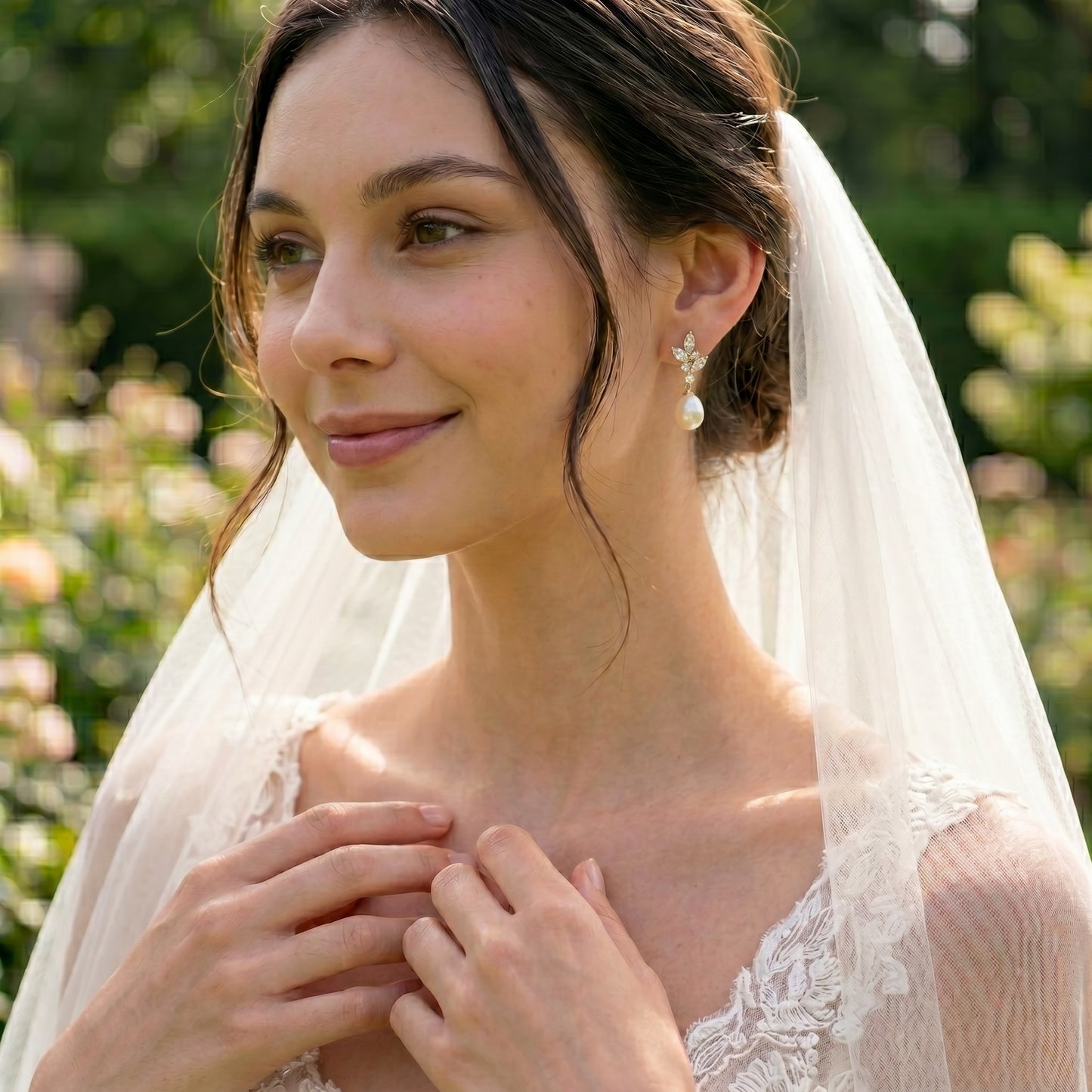 Dainty Pearl Drop Earrings in 18K Gold