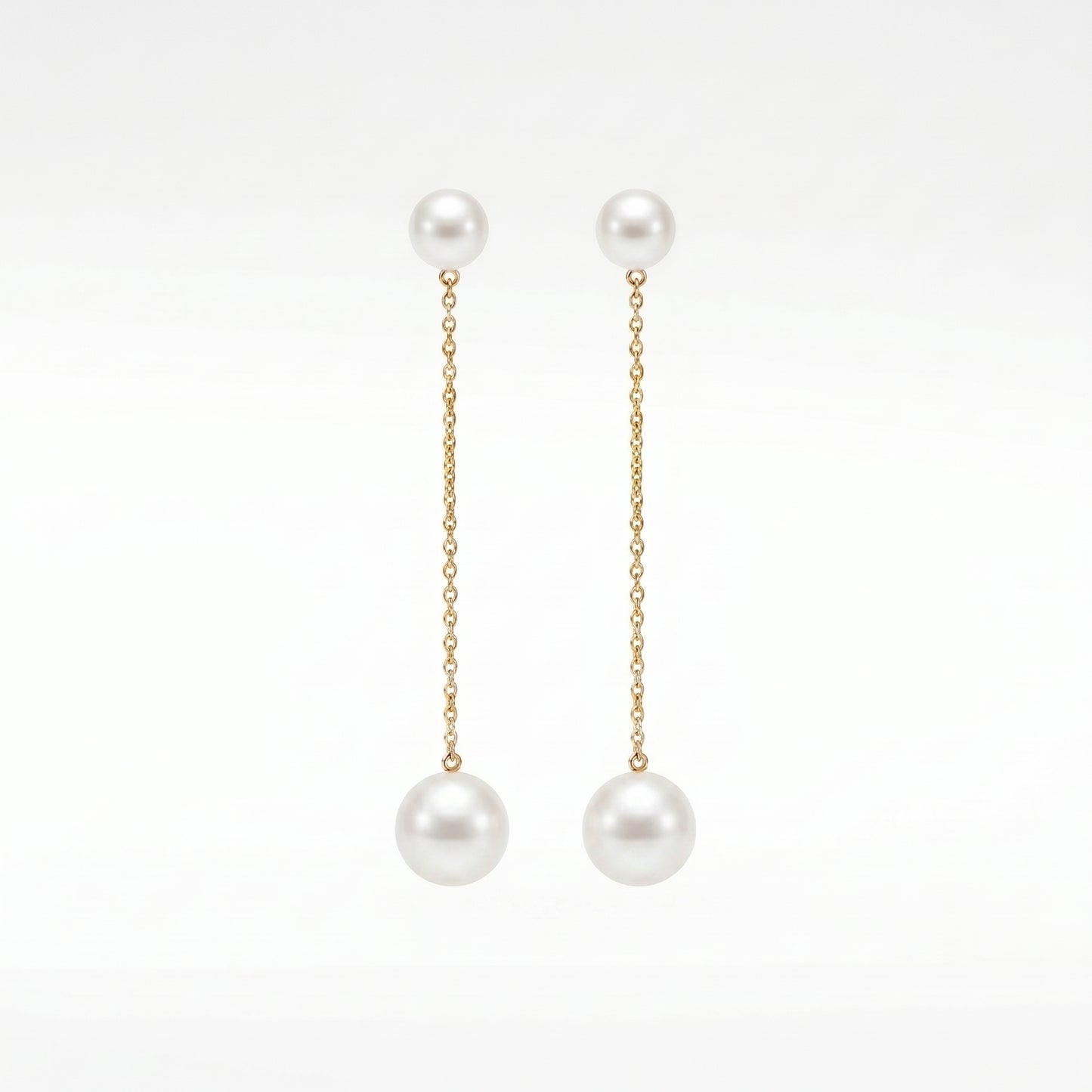 Freshwater Pearl Chain Drop Earrings in 14K Gold Plated | 925 Sterling Silver