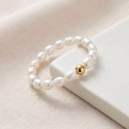 Freshwater Pearl Beaded Ring in Sterling Silver