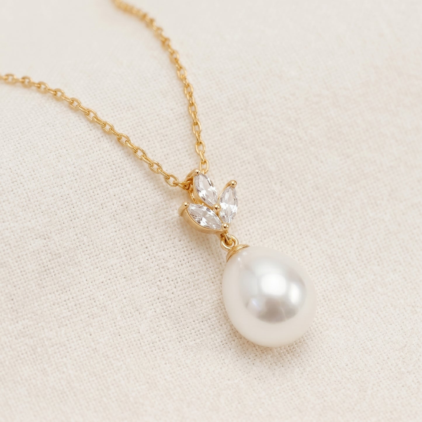 Pearl CZ Pendant Necklace