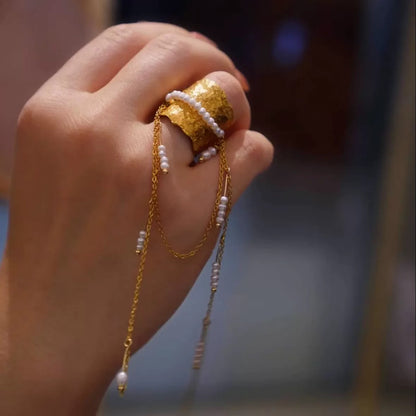 Long Tassel Pearl Ring