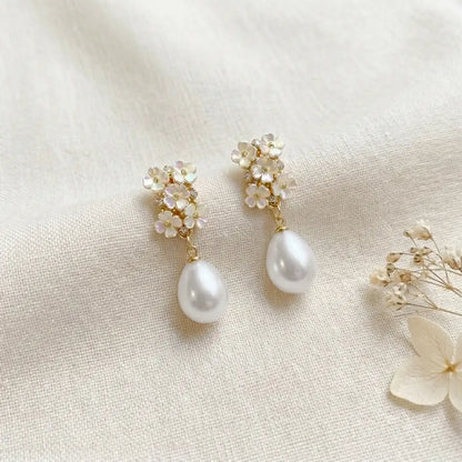 Floral Pearl Drop Earrings