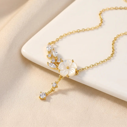 Floral CZ Drop Necklace