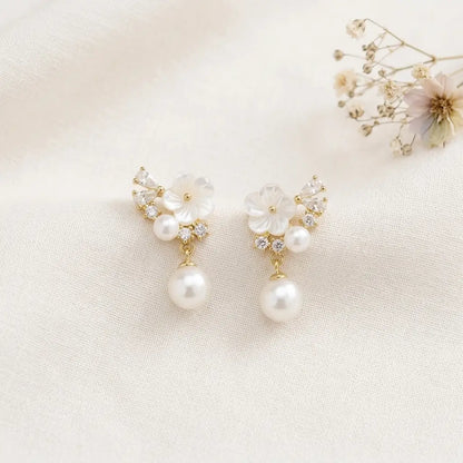Floral Pearl Drop Earrings