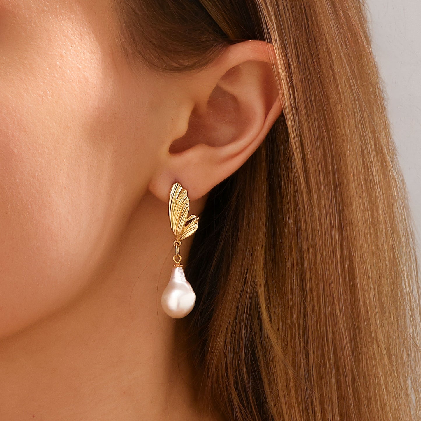 Butterfly Wing Baroque Pearl Earrings