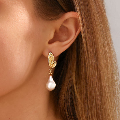 Butterfly Wing Baroque Pearl Earrings