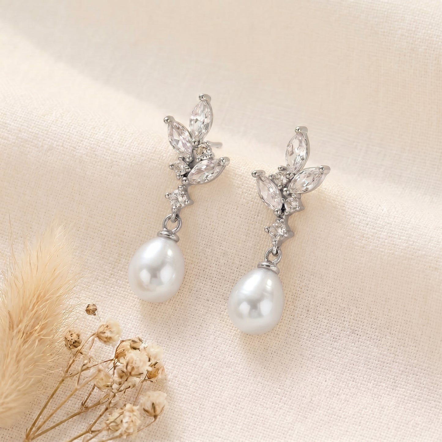 Dainty Pearl Drop Earrings in 18K Gold