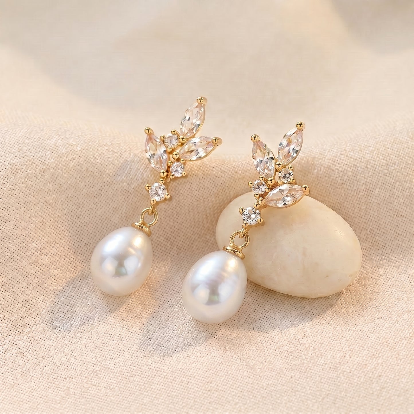 Dainty Pearl Drop Earrings in 18K Gold