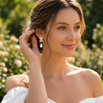 Floral Pearl Drop Earrings