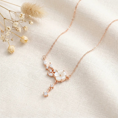 Floral CZ Drop Necklace