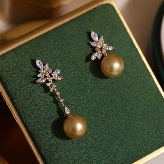 AB Style Cubic Zirconia & Pearl Earrings