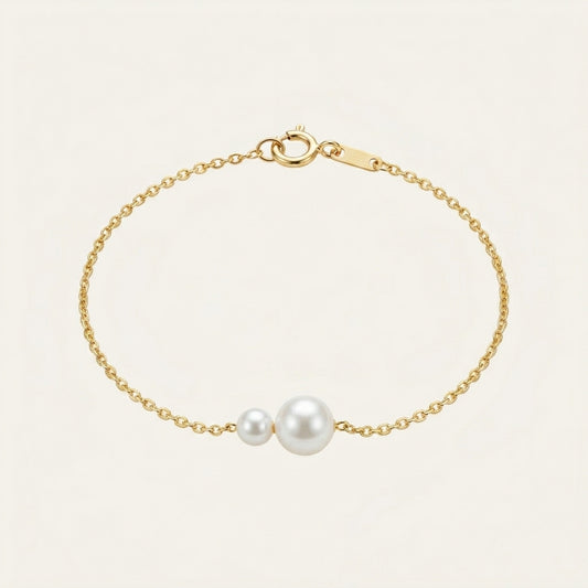 Double Freshwater Pearl Bracelet with Silver Chain