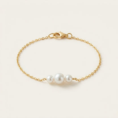 Triple Freshwater Pearl Bracelet with Silver Chain
