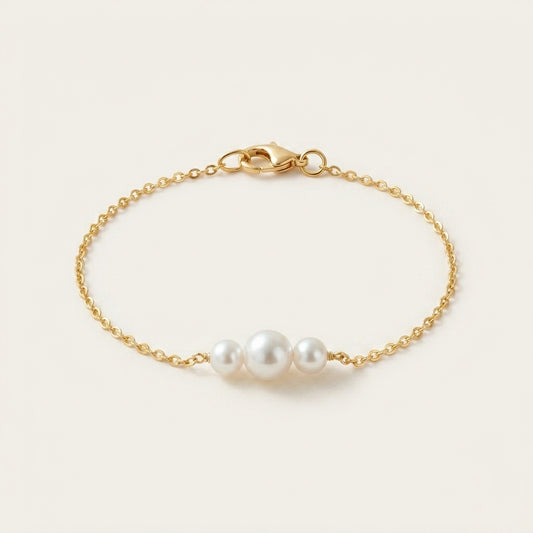 Triple Freshwater Pearl Bracelet with Silver Chain