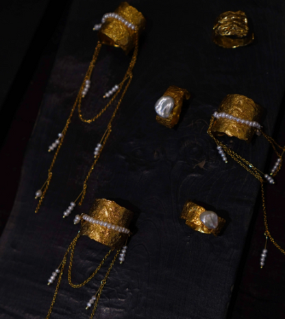 Long Tassel Pearl Ring